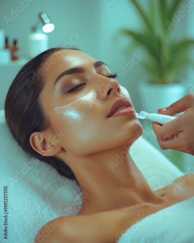 Latin Beauty Treatment - Woman Receiving Facial Treatment in Aesthetic Beauty Clinic