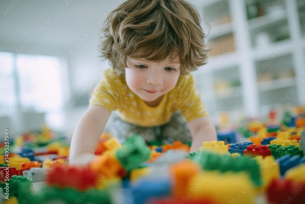 Fototapeta premium An autistic child's education is supported through alternative online learning methods that combine play with personalized instruction, embracing neurodiversity