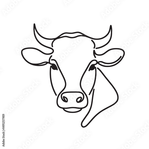  cow simple one line drawing illustration