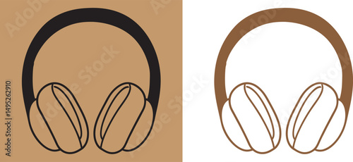 headphones outline line art vector illustration
