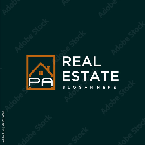 PA letter monogram logo creative home real estate in square style design