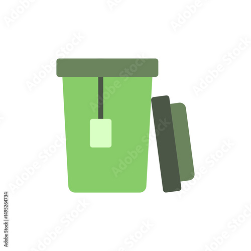 Green drink cup icon for hot liquid, offering cozy warmth on transparent background