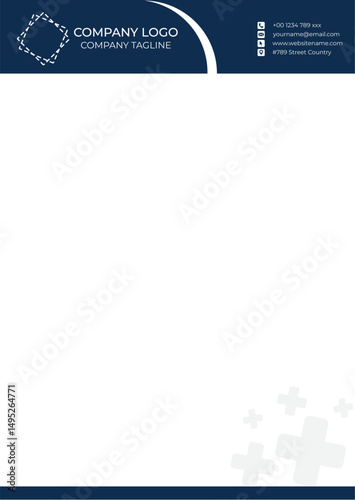 Modern Dark Blue Corporate Letterhead