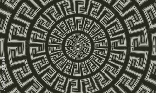 Abstract circle greek mandala ethnic pattern. round vintage art.