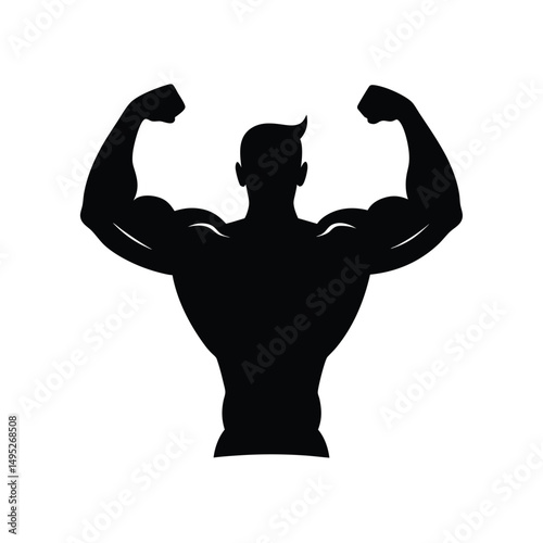 Bodybuilder Flexing Silhouette.

