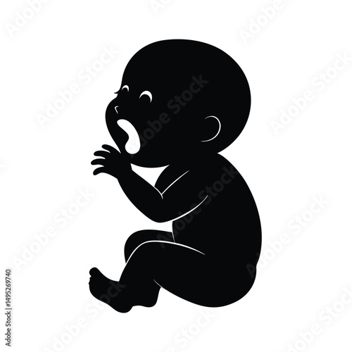 Baby Silhouette Yawning Sitting