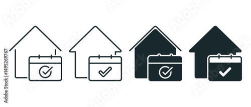 House and calendar icon with checklist. Illustration vector
