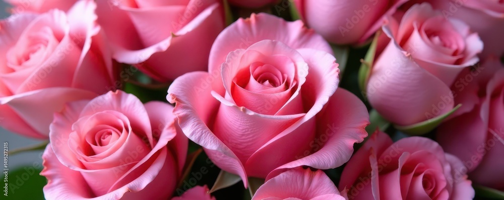 Fototapeta premium Pink rose nestled in heart-shaped arrangement , beautiful, rose bouquet