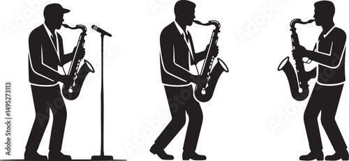 Saxophone Player Silhouettes Music Band Jazz Concert