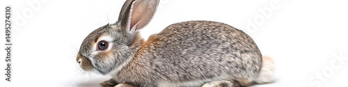 Cute full body rabbit, side view, sharp focus, soft shadows, white background, clean and detailed.