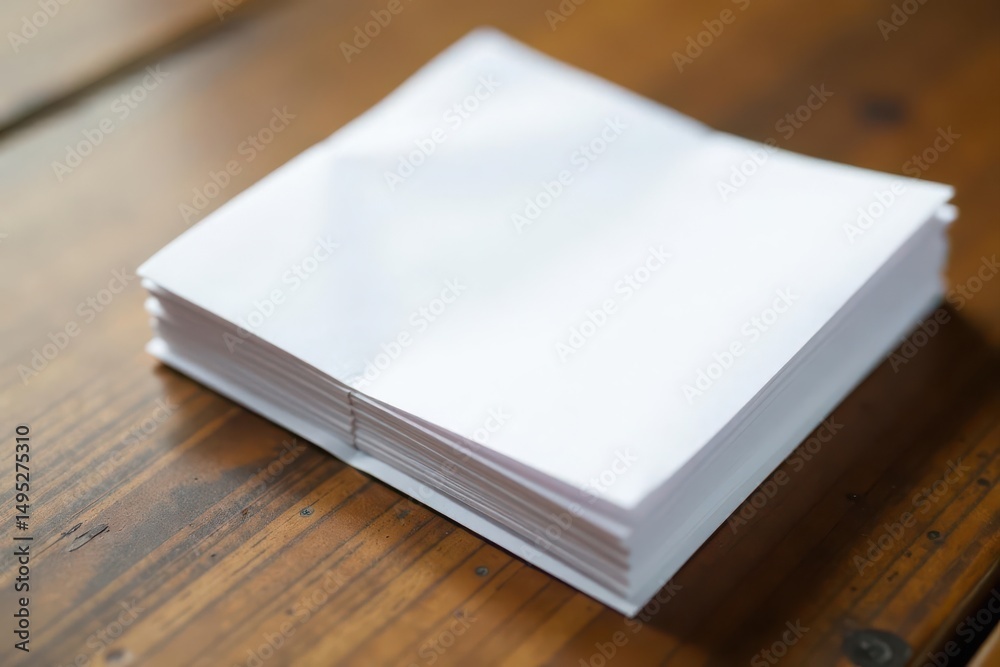 Fototapeta premium Stack of crisp white envelopes on wooden surface, background, mailing, post