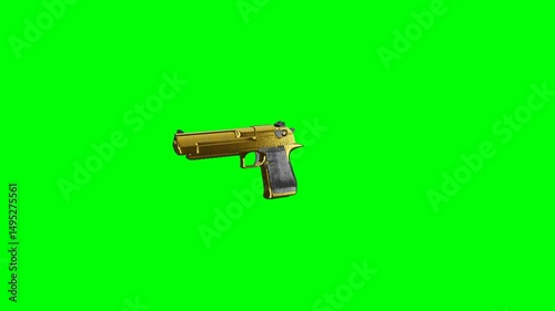 Desert eagle gun animation on green screen background, Chroma key, 3d render photo