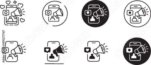 Mobile Phone Social Media Marketing Promotion Icons