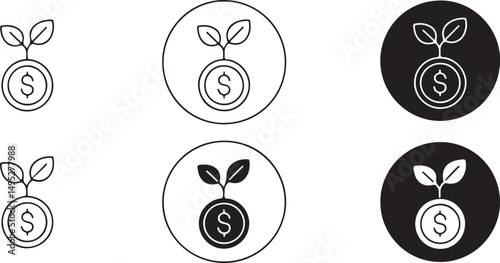Money Growth Icon Set Investment, Finance, and ROI