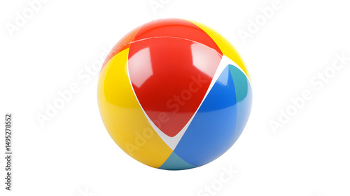 Free Download Colorful Beach Ball Isolated on White or Transparent Background for Summer Fun and Play - GFXLoad