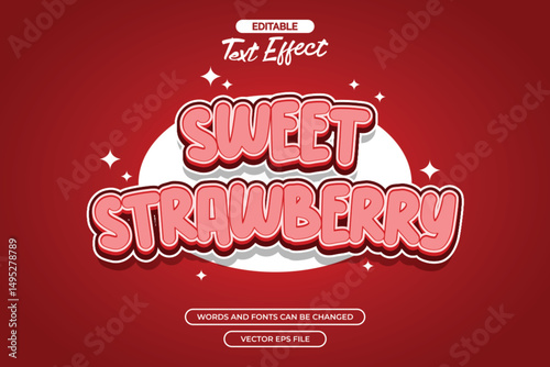 Sweet strawberry editable text effect with cartoon style text