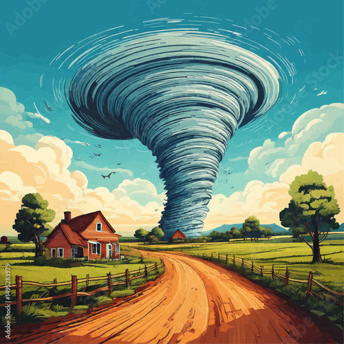 Flat Tornado Cartoon Vector Icon