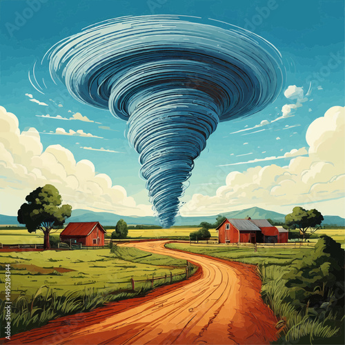 Flat Tornado Cartoon Vector Icon