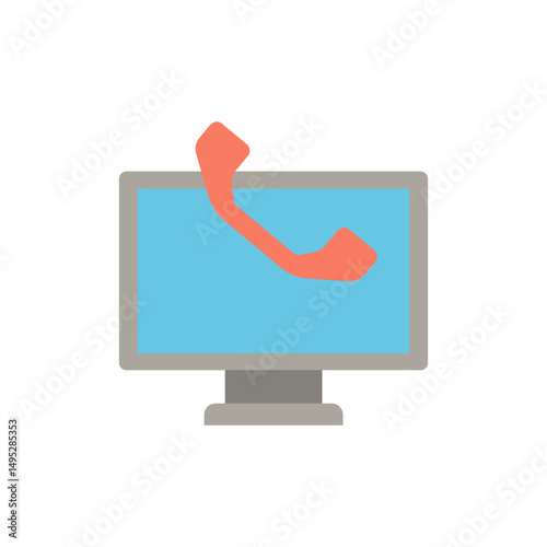 Incoming call alert on desktop, communication interface vector illustration