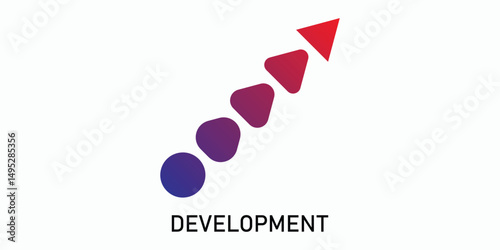 Icon change, transformation, evolution, transformation, coaching. Circle turns into up arrow. Vector illustration