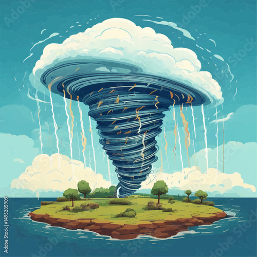 Flat Tornado Cartoon Vector Icon