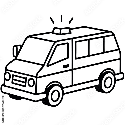 Flashing Ambulance Car Vector Set. Emergency Van Sign, Ambulance Service Icon.
