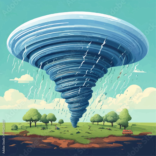 Flat Tornado Cartoon Vector Icon