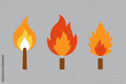 set of fire flames