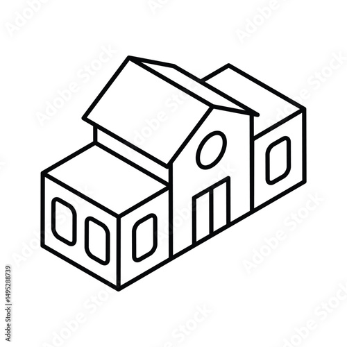 A premium isometric style icon of university campus