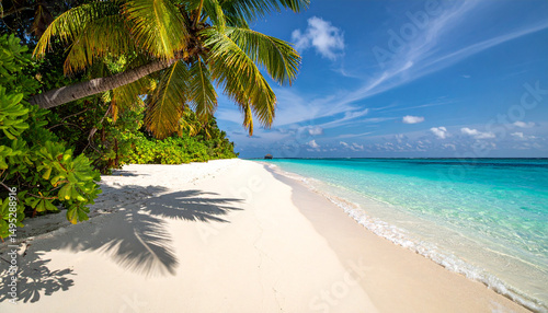 Fototapeta Naklejka Na Ścianę i Meble -  Tropical Beach in the Maldives with Crystal Clear Water – Perfect for Adobe Stock Contributor