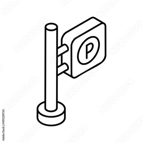 An amazing isometric icon showing parking sign area