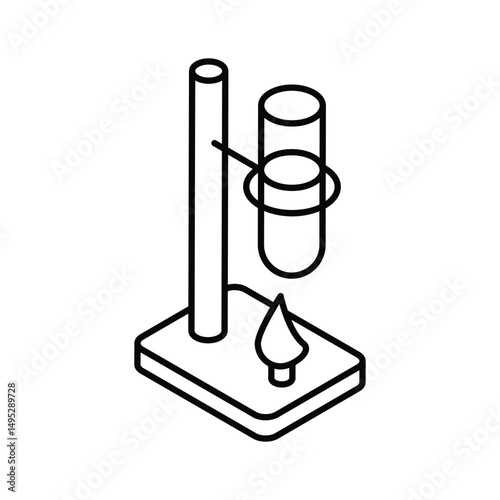 A well crafted isometric outline icon of retort stand