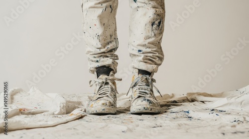 Painted worker's legs and shoes
