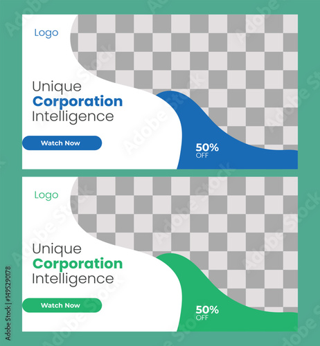  Corporate business YouTube thumbnail and vector web banner template 

