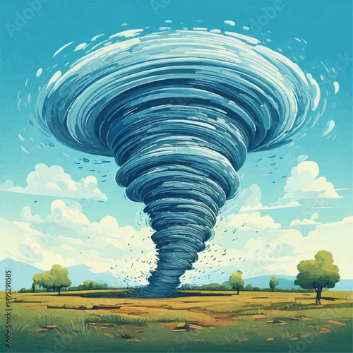 Multiple Tornado Cartoon Vector Scene