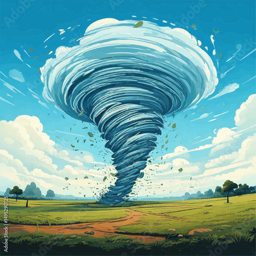 Multiple Tornado Cartoon Vector Scene