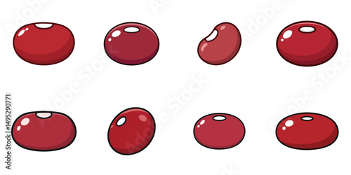 Vector illustration of multiple red beans (Azuki), outline