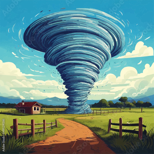 Multiple Tornado Cartoon Vector Scene