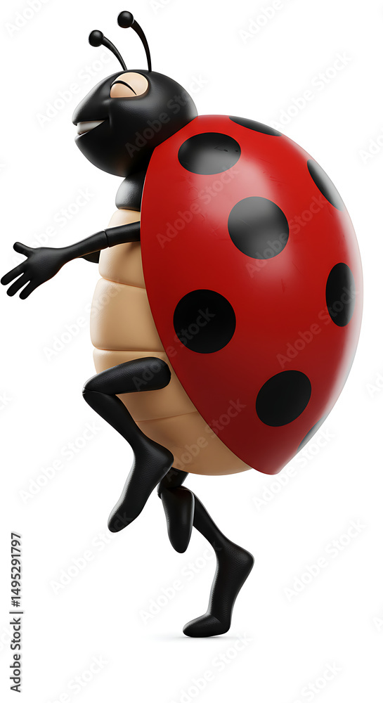 Fototapeta premium Jolly ladybugs cheerful dance in 3D
