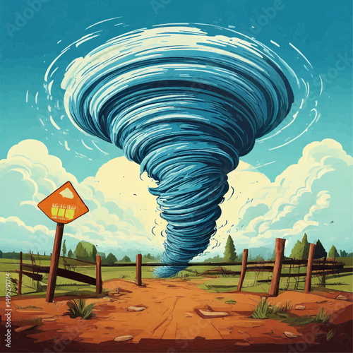 Multiple Tornado Cartoon Vector Scene