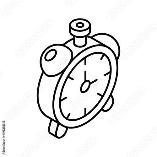 A captivating isometric outline icon of ringing alarm