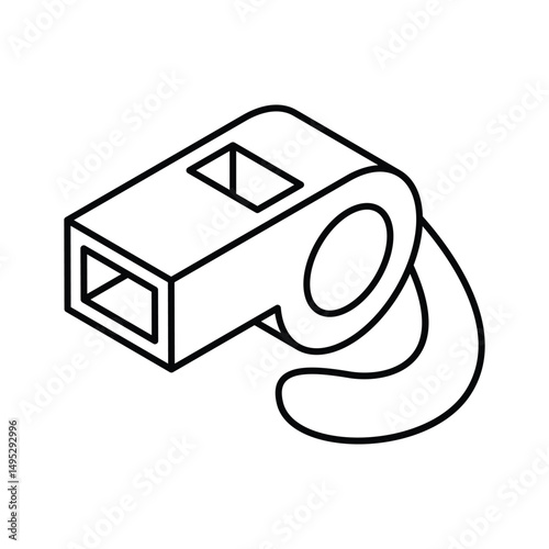 A well designed isometric icon showing referee whistle
