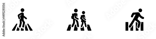 Pedestrian crossing sign. Road crossing symbol. Zebra cross icon. Vector Illustration.
