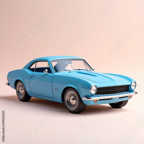 car in pastel background postcard retro design