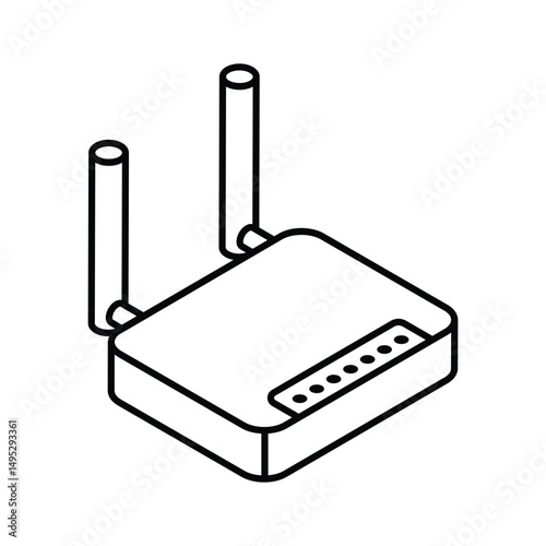 A modern isometric style icon of wifi router
