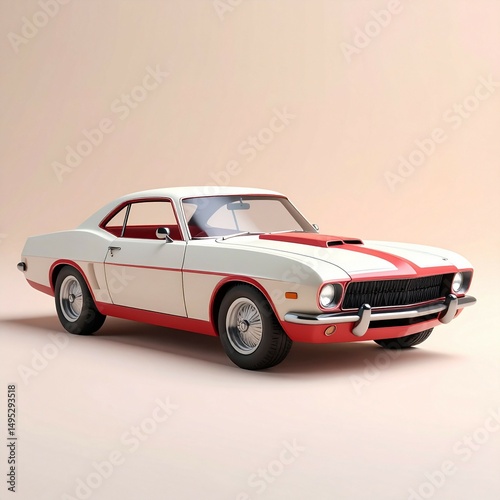 Muscle car in pastel background postcard, retro design