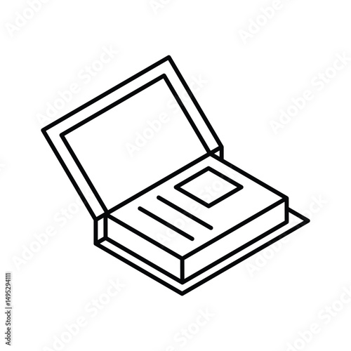 A visually appealing isometric outline icon of handbook