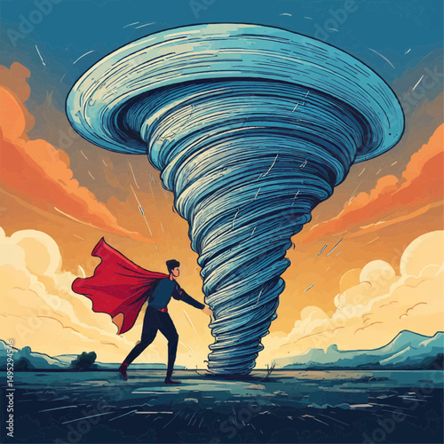Multiple Tornado Cartoon Vector Scene