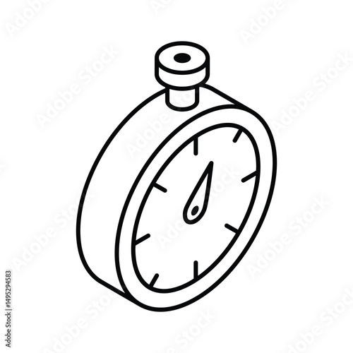 A premium isometric icon of digital stopwatch timer