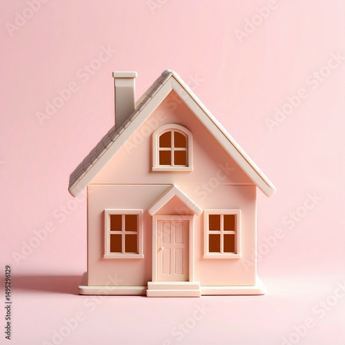 house 3d model in pastel background